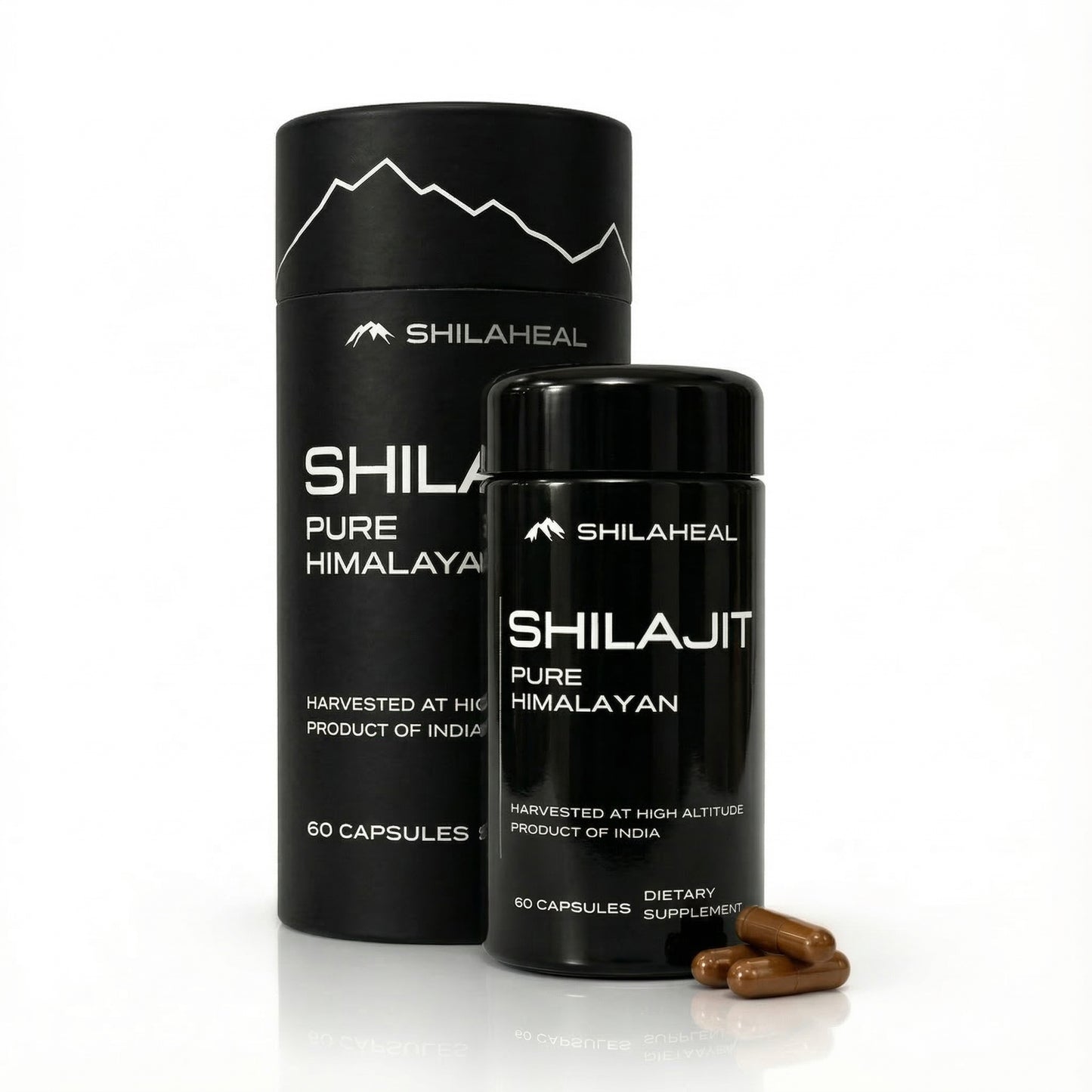 ShilaHeal Pure Himalayan Shilajit Capsules – 60 vegan capsules, harvested at high altitude in India, dietary supplement with fulvic acid