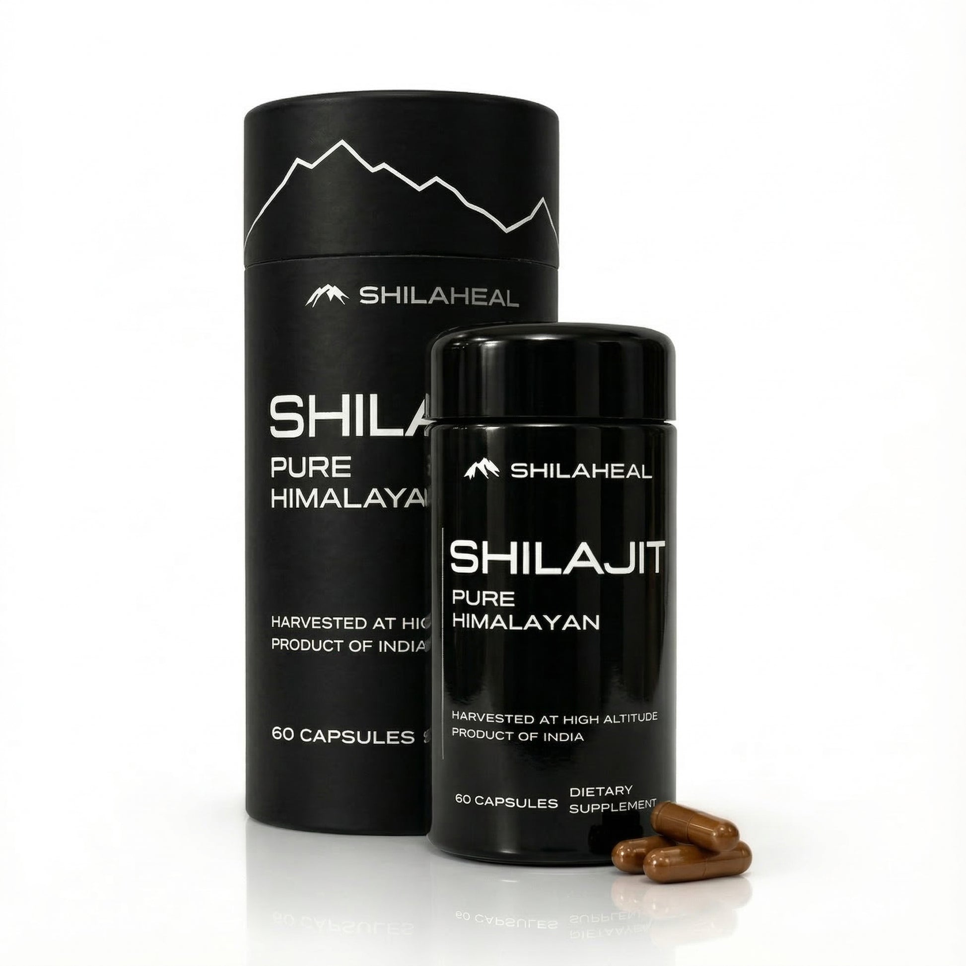 ShilaHeal Pure Himalayan Shilajit Capsules – 60 vegan capsules, harvested at high altitude in India, dietary supplement with fulvic acid