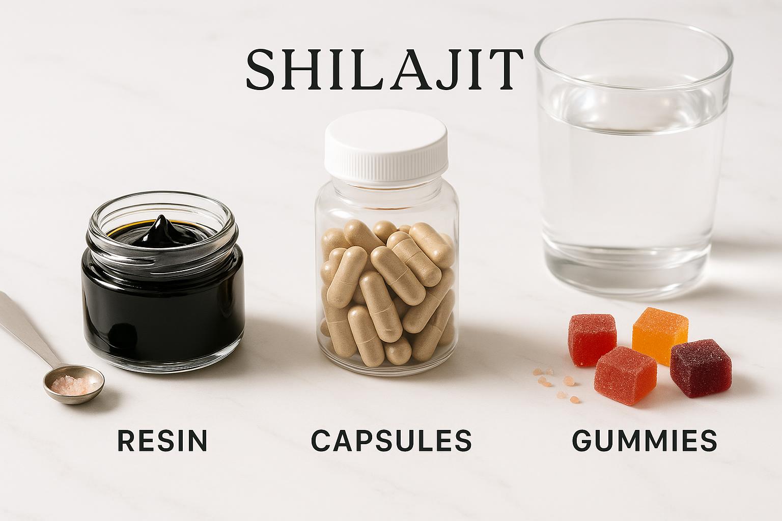 Comparison of Shilajit resin, capsules, and gummies
